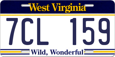 WV license plate 7CL159