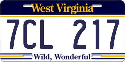 WV license plate 7CL217
