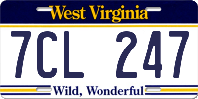 WV license plate 7CL247