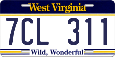 WV license plate 7CL311
