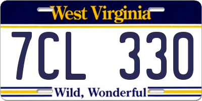 WV license plate 7CL330