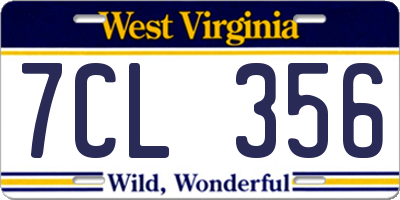 WV license plate 7CL356
