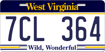 WV license plate 7CL364