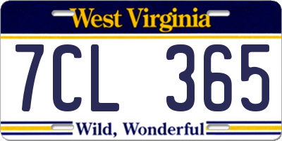WV license plate 7CL365