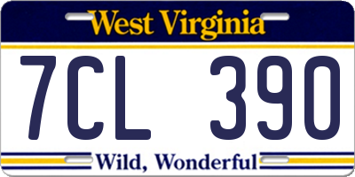 WV license plate 7CL390
