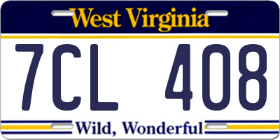 WV license plate 7CL408