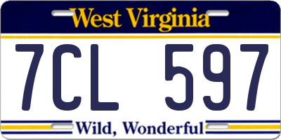 WV license plate 7CL597