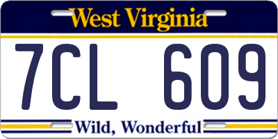 WV license plate 7CL609