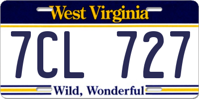 WV license plate 7CL727