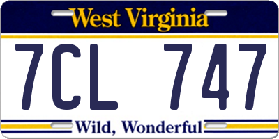 WV license plate 7CL747