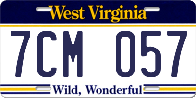 WV license plate 7CM057