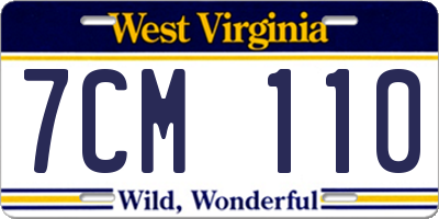 WV license plate 7CM110