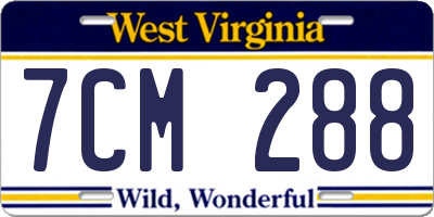 WV license plate 7CM288