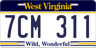 WV license plate 7CM311