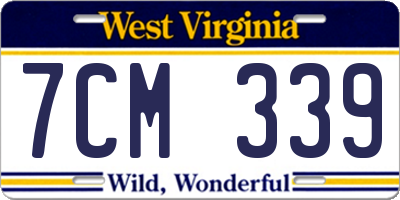 WV license plate 7CM339