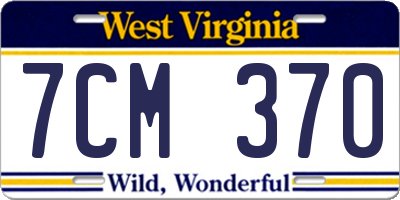 WV license plate 7CM370
