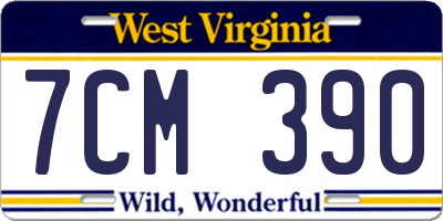 WV license plate 7CM390