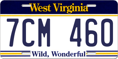 WV license plate 7CM460
