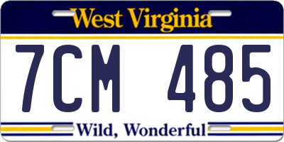 WV license plate 7CM485