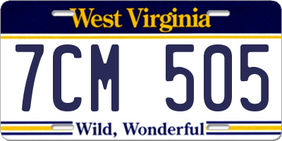 WV license plate 7CM505