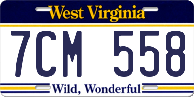 WV license plate 7CM558