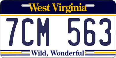 WV license plate 7CM563