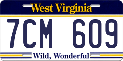 WV license plate 7CM609