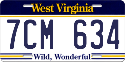 WV license plate 7CM634