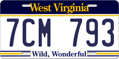 WV license plate 7CM793