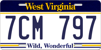 WV license plate 7CM797