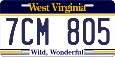 WV license plate 7CM805