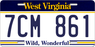 WV license plate 7CM861
