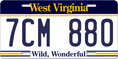 WV license plate 7CM880