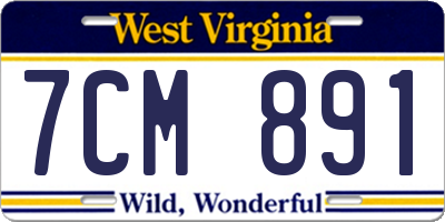 WV license plate 7CM891