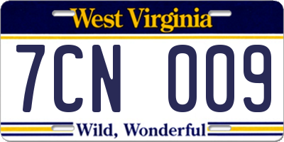 WV license plate 7CN009