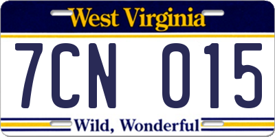 WV license plate 7CN015
