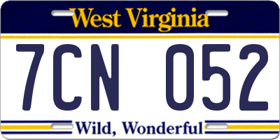 WV license plate 7CN052
