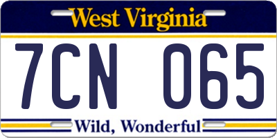 WV license plate 7CN065