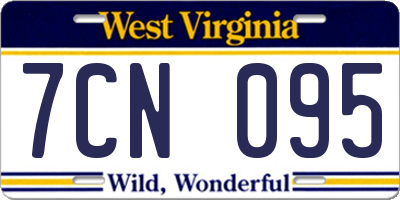 WV license plate 7CN095
