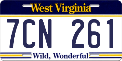 WV license plate 7CN261