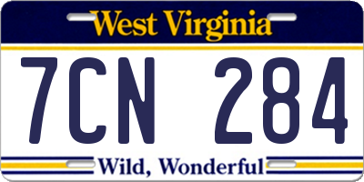 WV license plate 7CN284