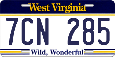WV license plate 7CN285