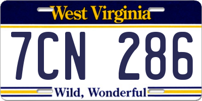 WV license plate 7CN286