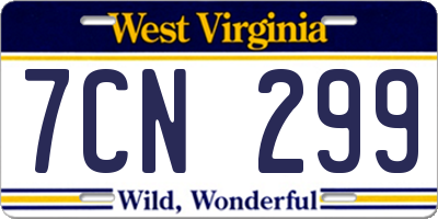 WV license plate 7CN299