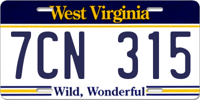 WV license plate 7CN315