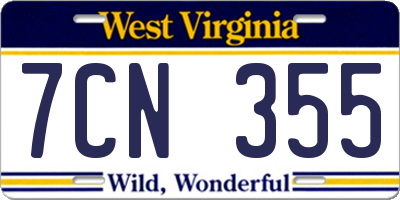 WV license plate 7CN355