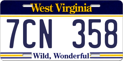 WV license plate 7CN358