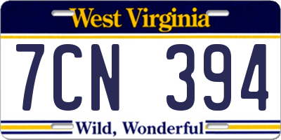 WV license plate 7CN394