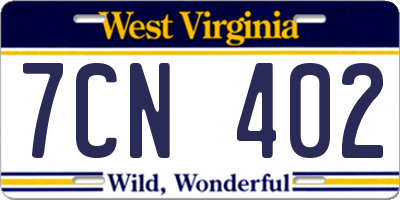 WV license plate 7CN402