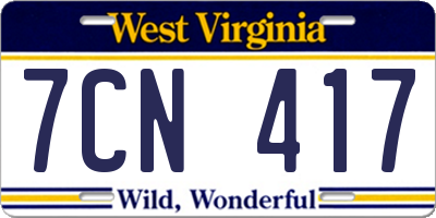 WV license plate 7CN417